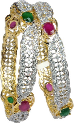 

You Bella Alloy Cubic Zirconia Gold-plated Bangle Set(Pack of 2, Multicolor