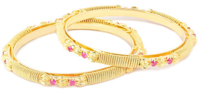 73% OFF on VK Jewels Alloy Cubic Zirconia Yellow Gold Bangle Set(Pack of 2)