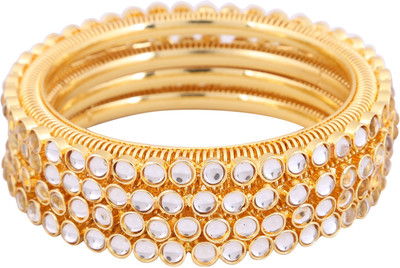 

My Design Alloy Gold-plated Bangle Set(Pack of 4), White