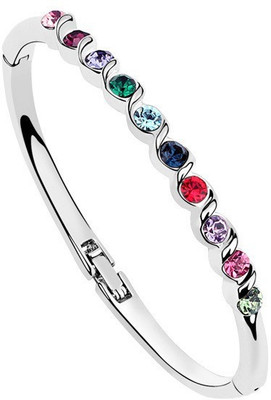 

Silver Shoppee Alloy Crystal Rhodium Bracelet, Multicolor;silver