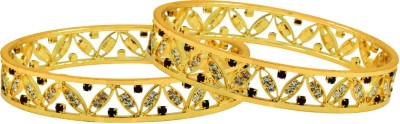 the jewelbox Brass Cubic Zirconia Gold-plated Bangle Set(Pack of 2)