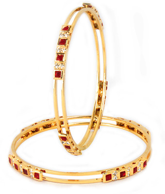 VK Jewels Brass Cubic Zirconia Bangle Set(Pack of 2)