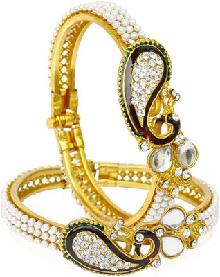 JEWELS GURU Brass Cubic Zirconia Bracelet Set(Pack of 2)