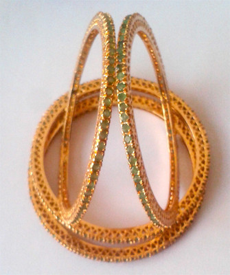 

Wadson Silver Emerald Gold-plated Bangle Set(Pack of 4), Green