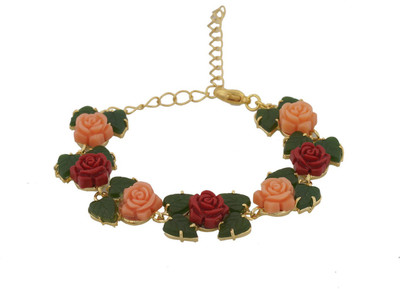 

Nisa Pearls Alloy Bracelet, Pink;green