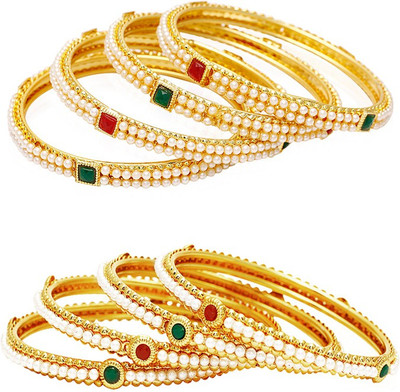 

Jewels Galaxy Alloy Bangle Set(Pack of 8), Gold