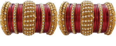 

My Design Alloy Gold-plated Chudas(Pack of 42), Maroon