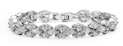 

WearYourFashion Alloy Swarovski Crystal Bracelet, Platinum;white