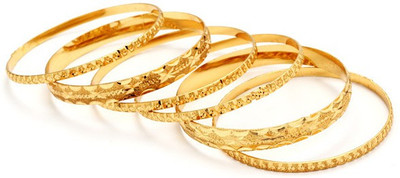 39% OFF on The Pari Brass Yellow Gold Bangle Set(Pack of 6)
