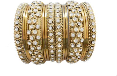 

My Design Alloy Gold-plated Bangle Set(Pack of 14), Gold;white