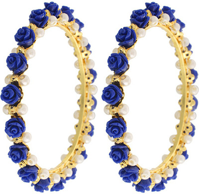 

Nisa Pearls Alloy Coral Gold-plated Bangle Set(Pack of 2), Gold;blue