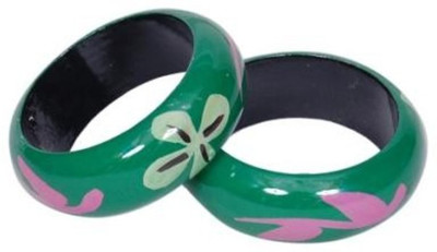 Onlineshoppee Wood Bangle(Pack of 2), Green