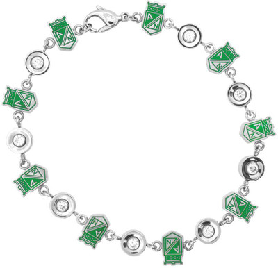 

Inox Jewelry Stainless Steel Cubic Zirconia Bracelet, Silver;green