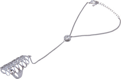 

Pink Rose Alloy Hand Thong, Silver