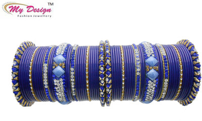 

My Design Lac Gold-plated Chudas(Pack of 62), Blue