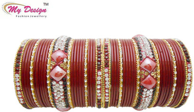 

My Design Lac Gold-plated Chudas(Pack of 46), Maroon