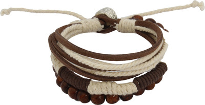 

Blueberry Leather, Wood Bracelet Set(Pack of 2), Brown;white