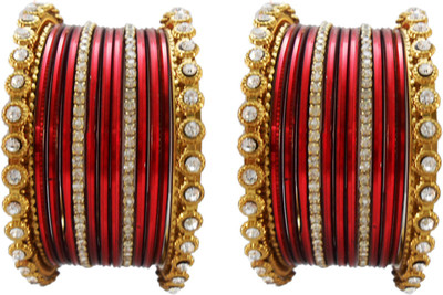 

My Design Alloy Gold-plated Chudas(Pack of 26), Maroon