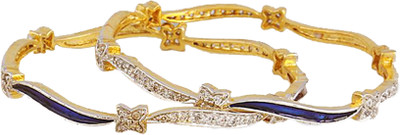 60% OFF on Heena Jewellery Alloy, Brass Cubic Zirconia Gold-plated Bangle Set(Pack of 2)