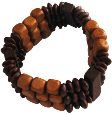 

Rich & Famous Wood Bracelet, Brown;gold