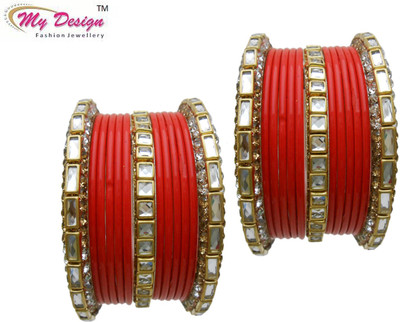 

My Design Lac Gold-plated Chudas(Pack of 26), Orange