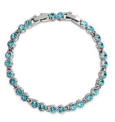 

University Trendz Alloy Crystal Rhodium Charm Bracelet, Blue