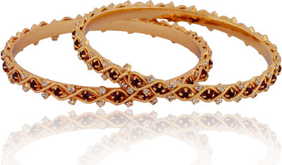 

Jewbang Alloy Gold-plated Bangle Set(Pack of 2), Maroon;white
