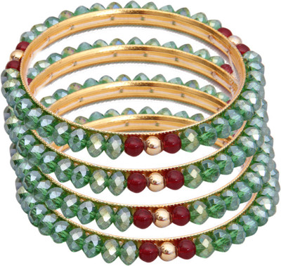 87% OFF on Classique Designer Jewellery Alloy Crystal Rhodium Bangle Set(Pack of 4)