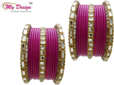My Design Lac Gold-plated Chudas(Pack of 26), Multicolor