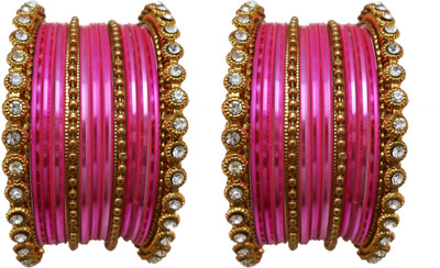 

My Design Alloy Gold-plated Bangle Set(Pack of 26), Pink