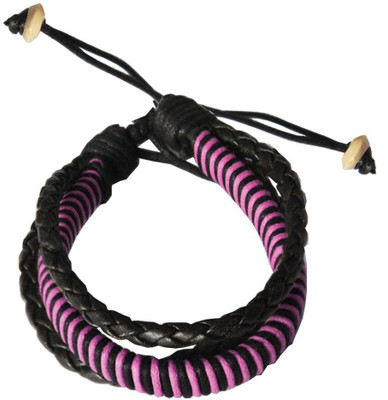 

Rich & Famous Leather Bracelet, Pink;black