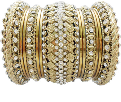 

My Design Alloy Gold-plated Bangle Set(Pack of 13), Gold;white