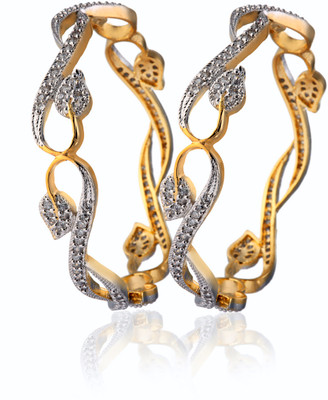 47% OFF on Alysa Silver, Alloy Cubic Zirconia Rhodium, Gold-plated Bangle Set(Pack of 2)