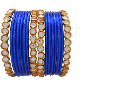 

My Design Alloy Gold-plated Bangle Set(Pack of 16), Blue;white