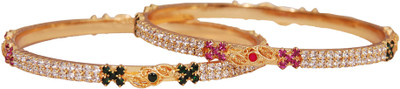 

Jewbang Alloy Gold-plated Bangle Set(Pack of 2), Multicolor
