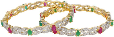 52% OFF on Affinity Silver, Alloy Cubic Zirconia Gold-plated Bangle Set(Pack of 2)