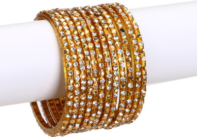 Somil Glass Crystal Bangle Set(Pack of 12)