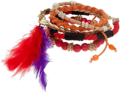 Blueberry Leather Bracelet Set(Pack of 5), Multicolor