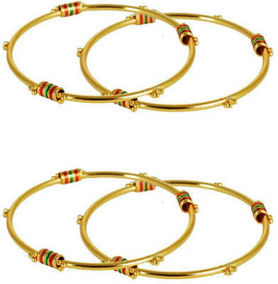 

HKJ Metal Bangle Set(Pack of 4), Gold