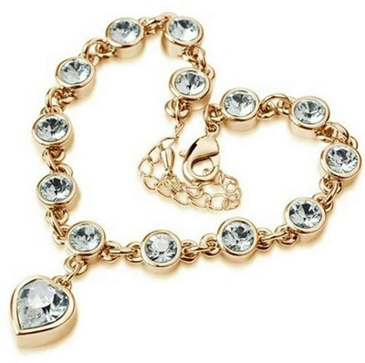 

University Trendz Alloy Crystal Gold-plated Charm Bracelet