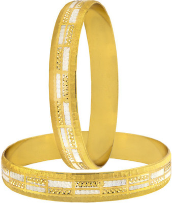 the jewelbox Brass Rhodium Bangle Set(Pack of 2)