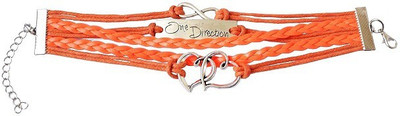 

Girlz! Alloy, Metal, Leather Bracelet, Orange;silver