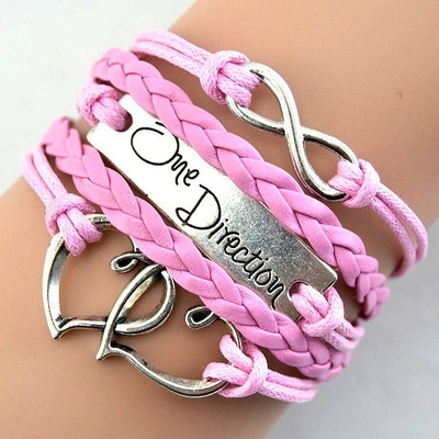 

Girlz! Alloy, Metal, Leather Bracelet, Pink;silver