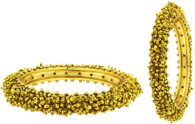the jewelbox Brass Gold-plated Bangle Set(Pack of 2)