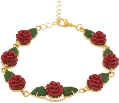 

Nisa Pearls Alloy Jade Bracelet, Red;green