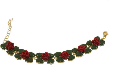 

Nisa Pearls Alloy Jade Bracelet, Red;green