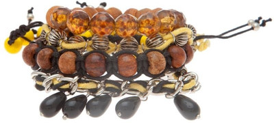 

Blueberry Plastic Bracelet Set(Pack of 5), Yellow;black