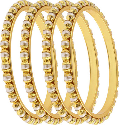 

Zeneme Alloy Bangle Set(Pack of 4), Gold
