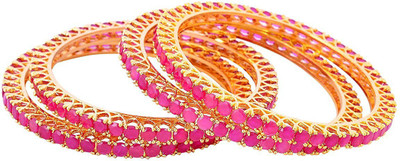 GEODE DELIGHT Alloy Cubic Zirconia Gold-plated Bangle Set(Pack of 4)