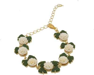 

Nisa Pearls Alloy Bracelet, White;green